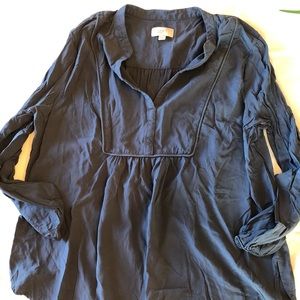 Loft slate blue popover blouse xl